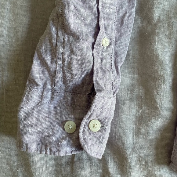 Uniqlo Men's Casual Linen Button Down Shirt - Light Purple - Picture 5 of 8